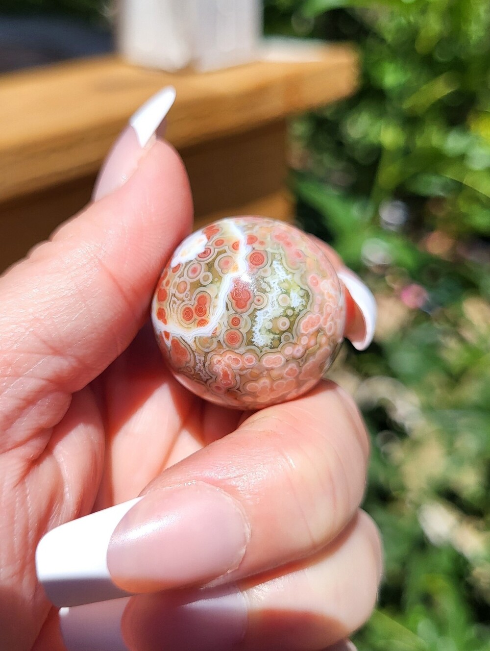 Veinless Orbicular Pink Ocean Jasper Sphere -Decorative AAA Gem